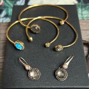 Henri Bendel Gold and Turquoise Bracelet Set